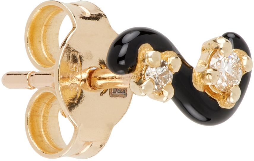 Black Mini Loop Single Earring - 2