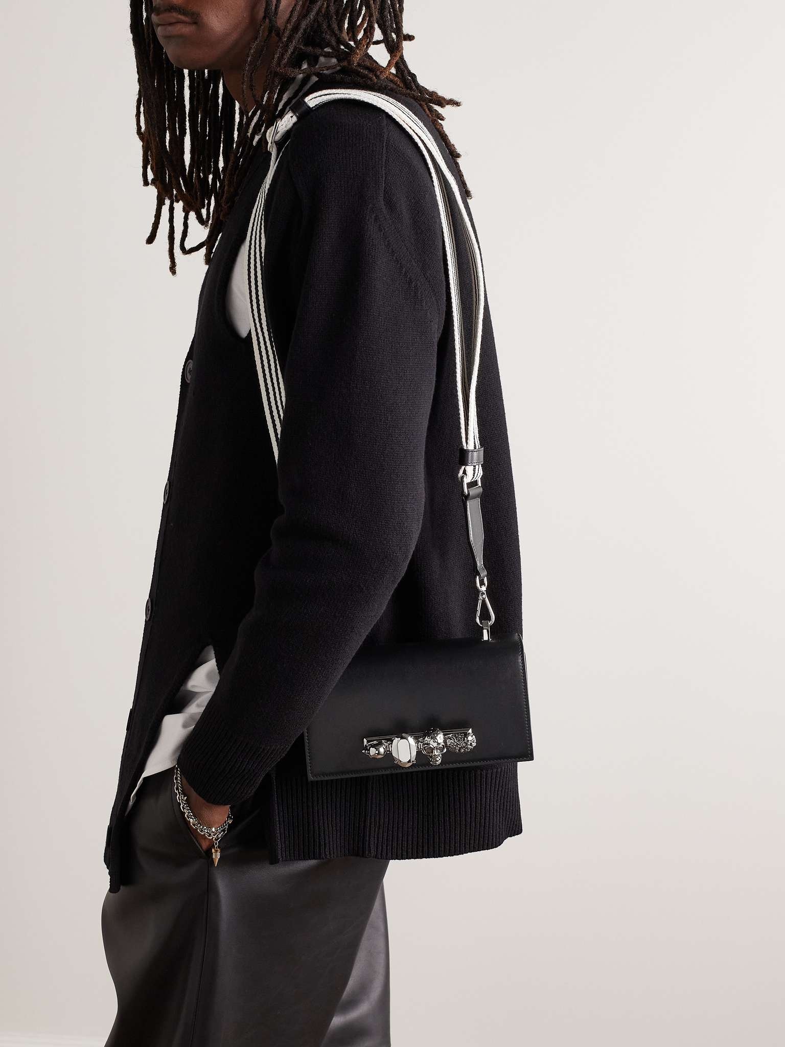 The Knuckle Embellished Leather Messenger Bag - 6