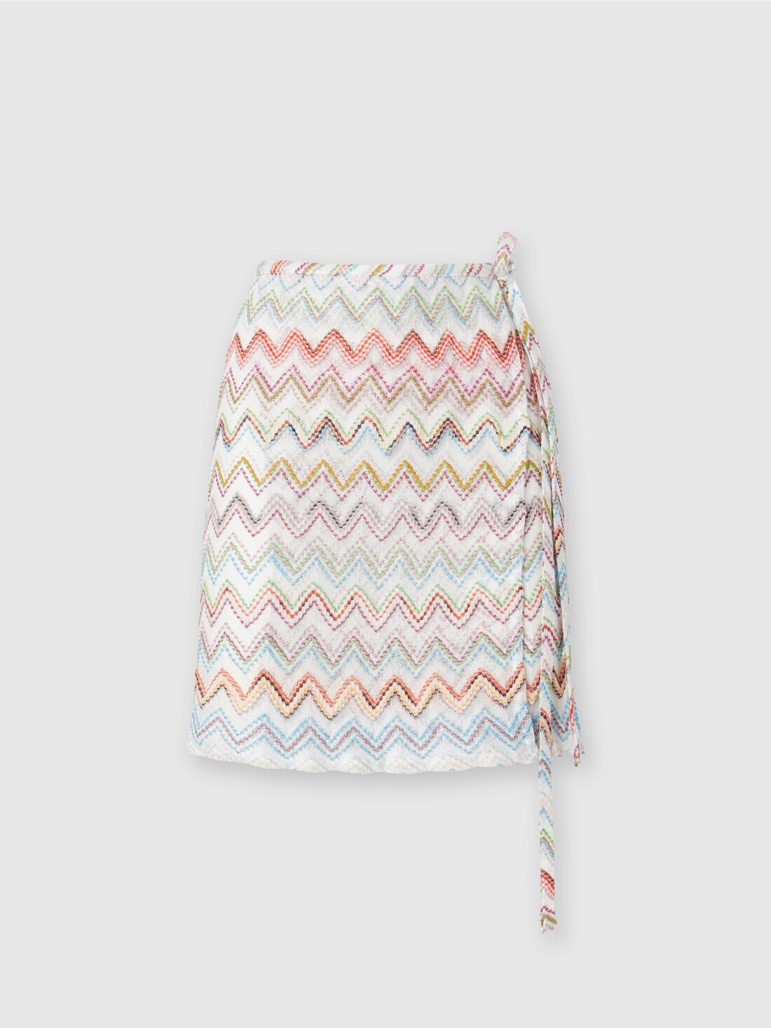 Wrap mini skirt in zigzag lamé viscose blend - 1