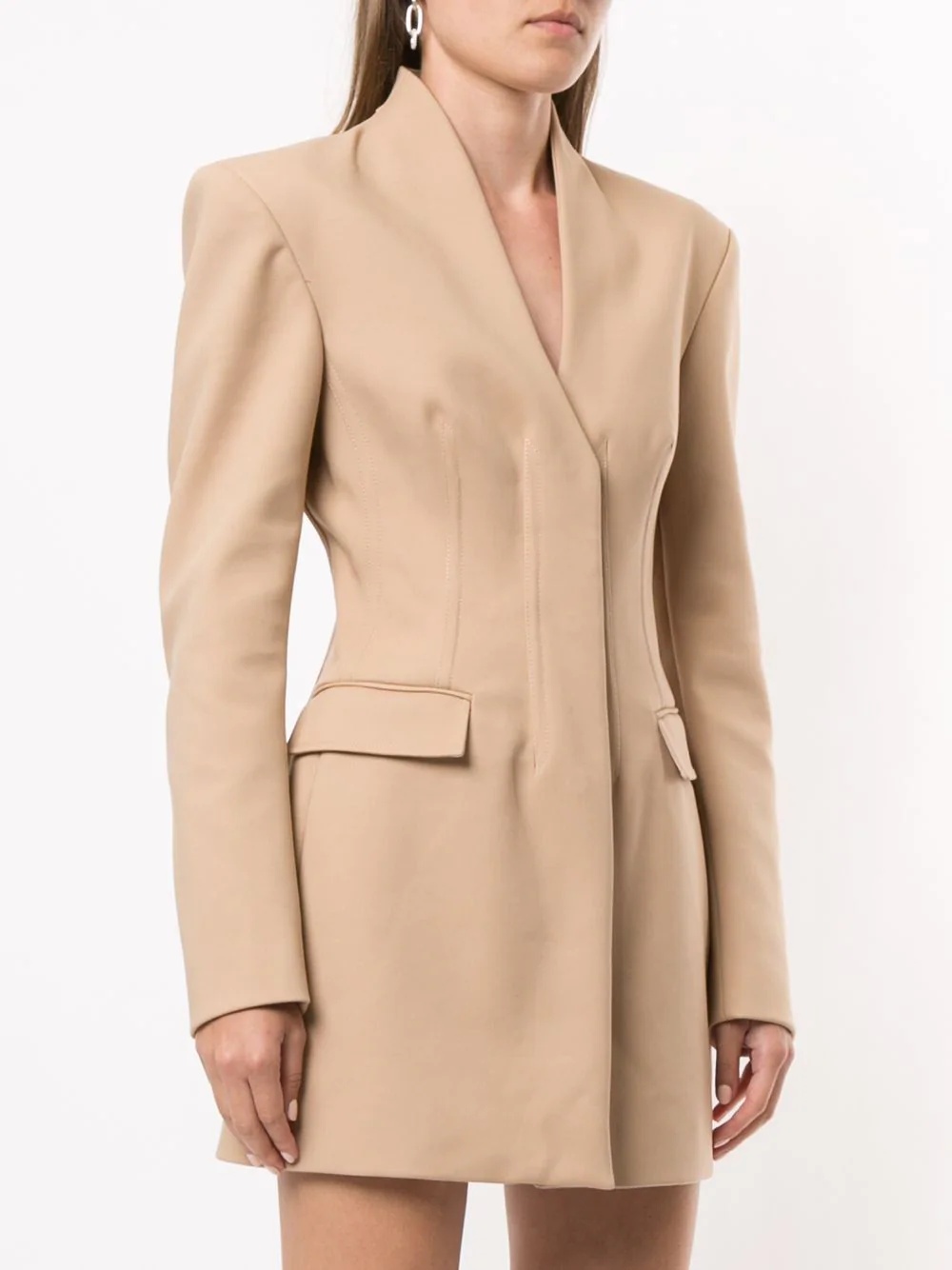 contrast stitching blazer dress - 3