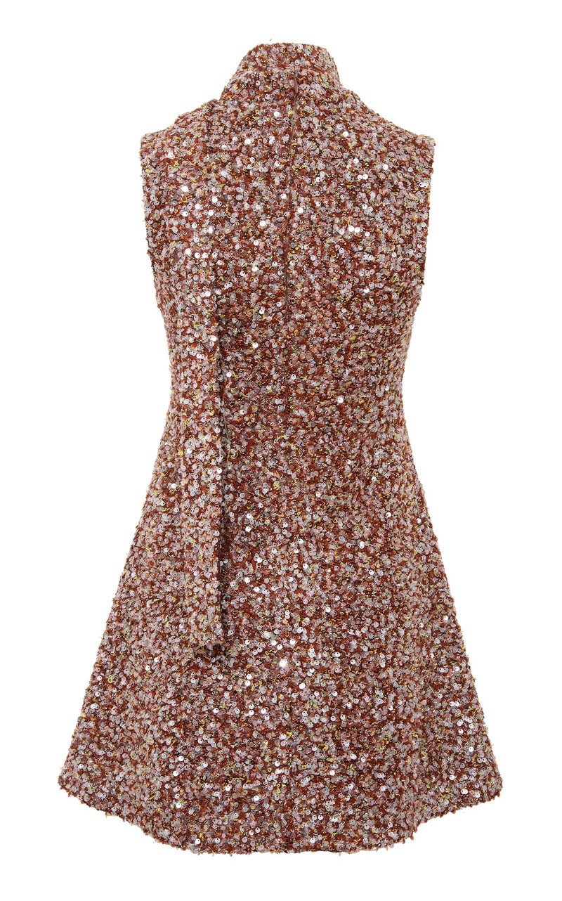 Mireille Scarf-Detailed Sequined 미니 옷을 벗고 갈색 3