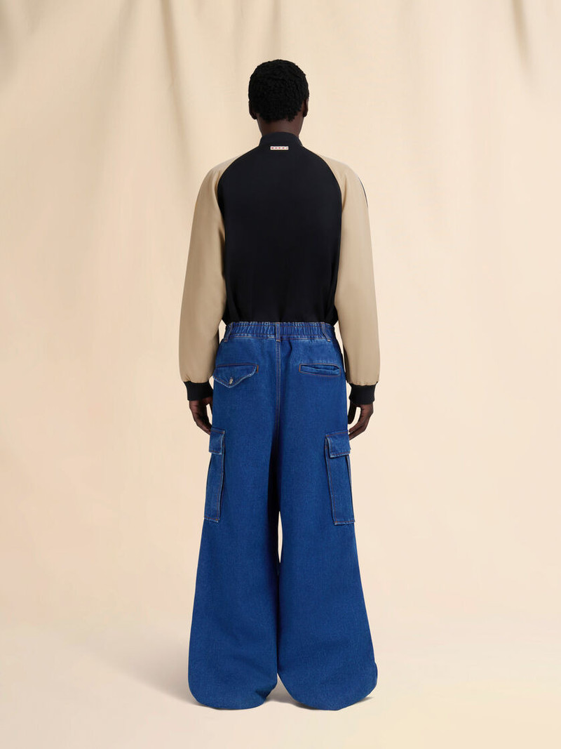 BLUE DENIM CARGO PANTS WITH TRUNKAROO LOGO 3