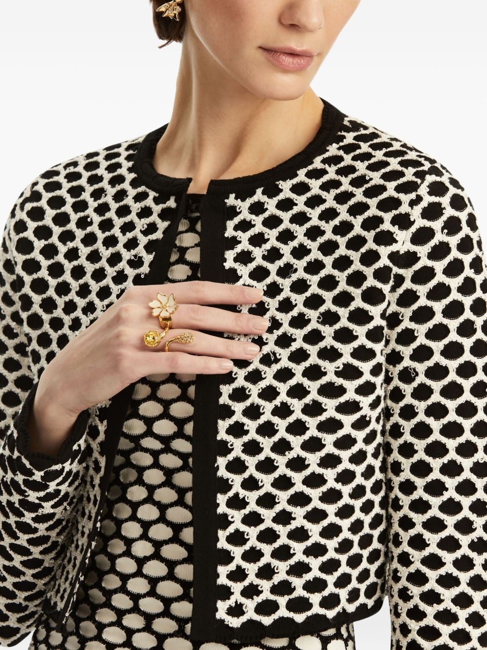 honeycomb-knit cardigan - 6