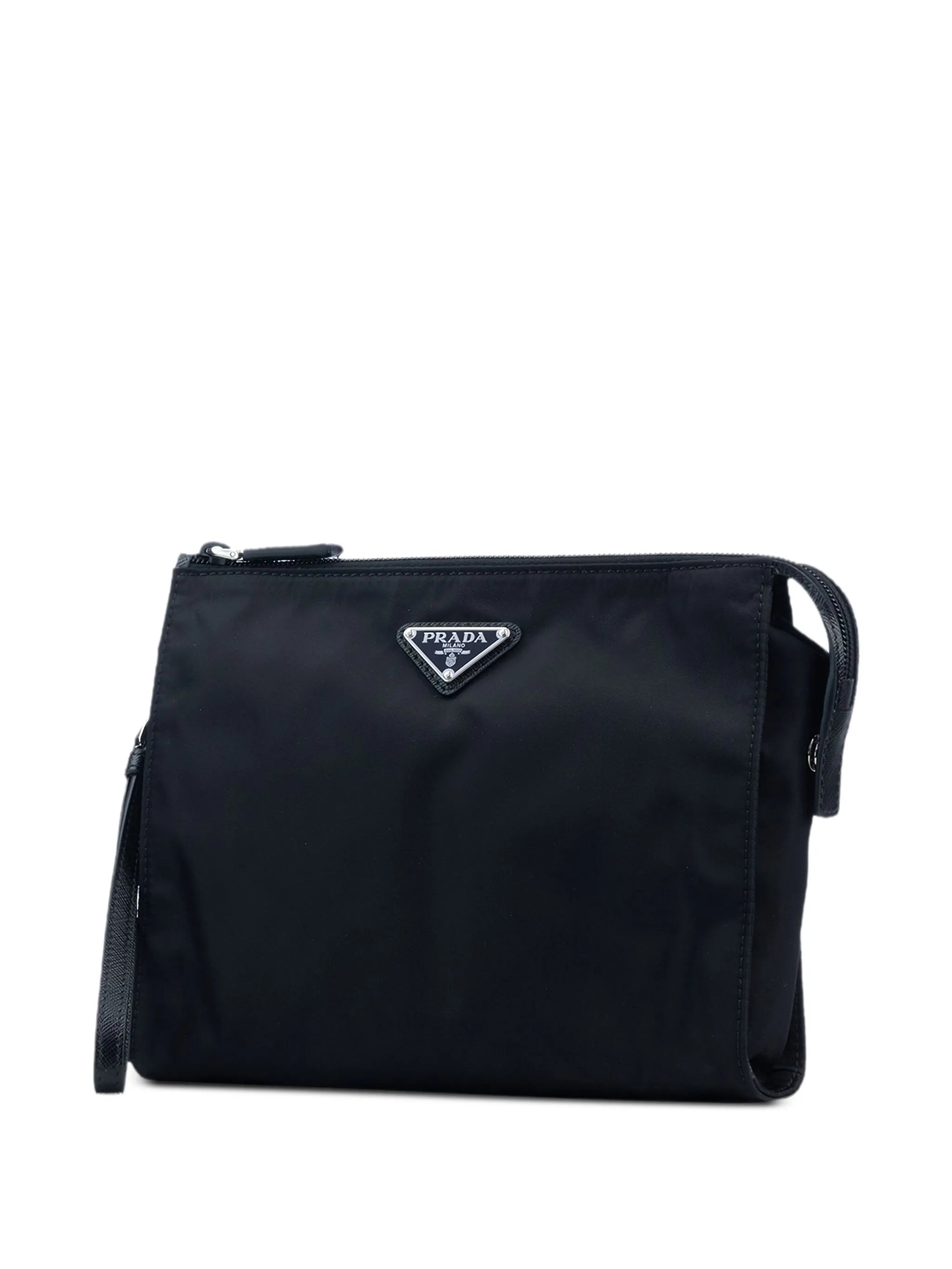 Re-Nylon And Saffiano Leather Pouch - 3