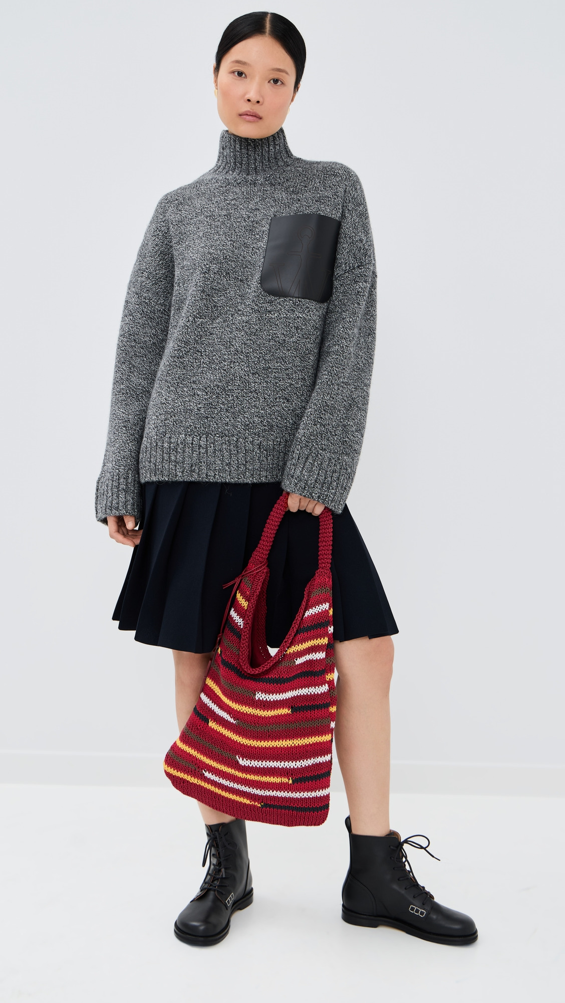 Leather Patch Pocket Sweater - 4