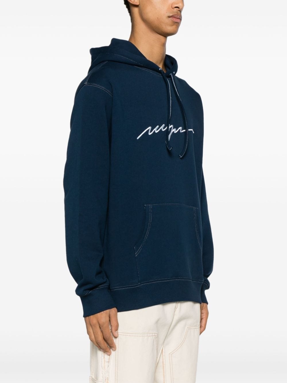 logo-embroidered cotton hoodie - 3