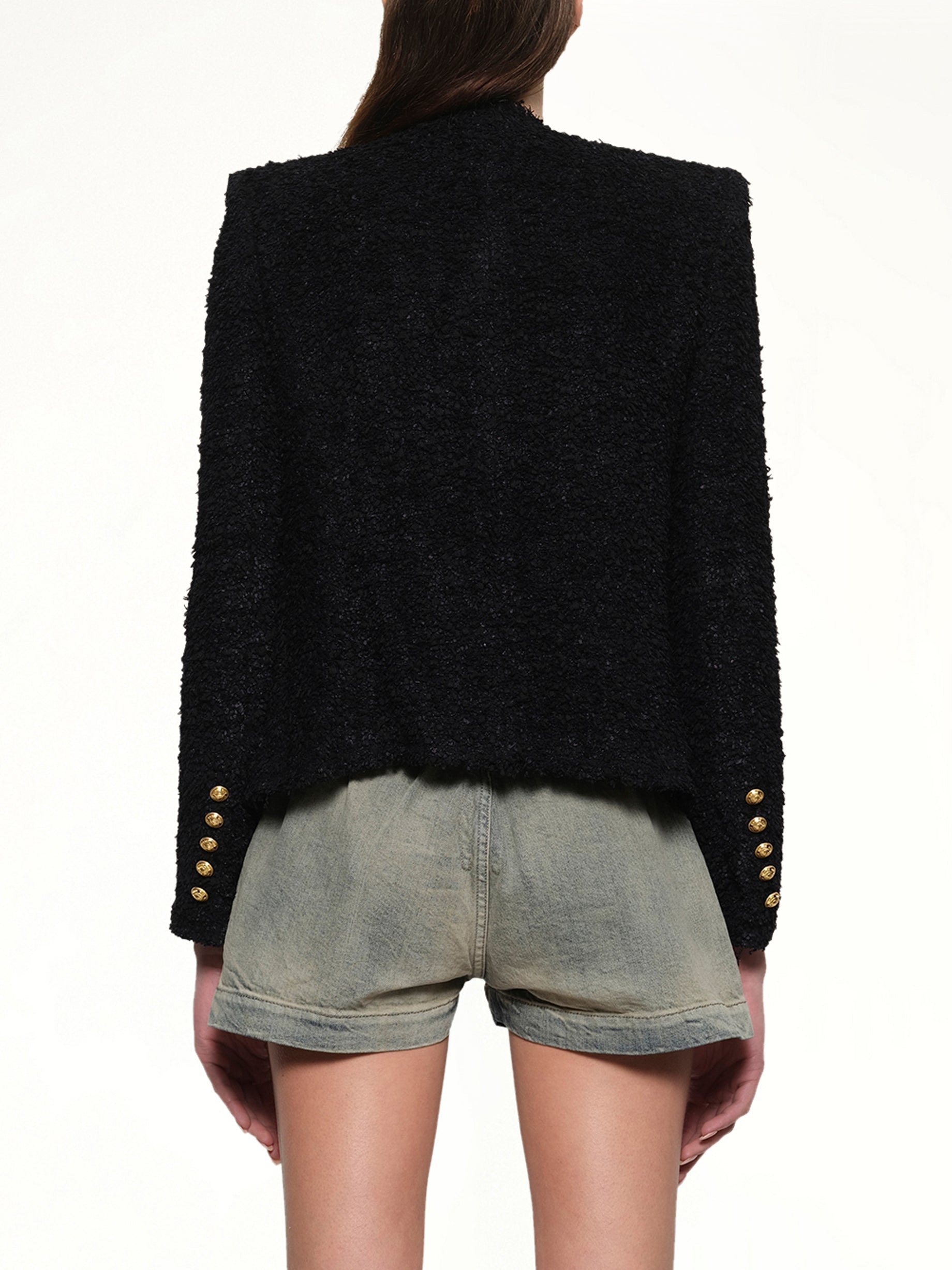 Tweed Spencer Jacket in Black - 5