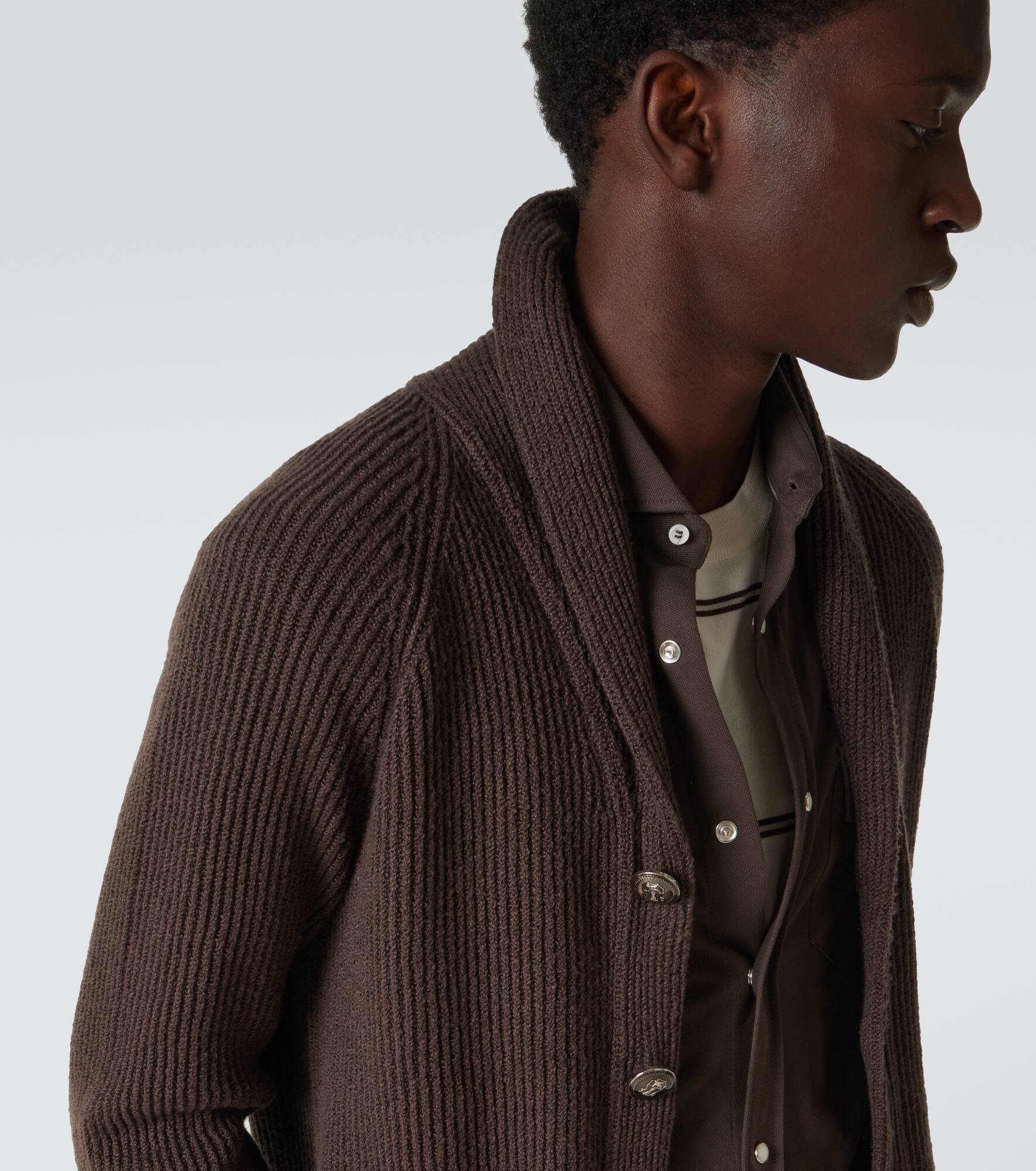 Cotton ribbed-knit cardigan - 6