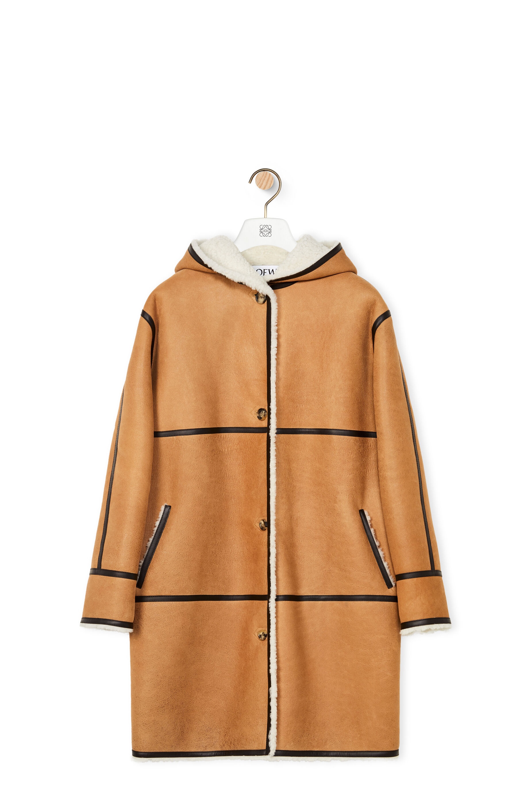 Hooded coat in shearling - 1