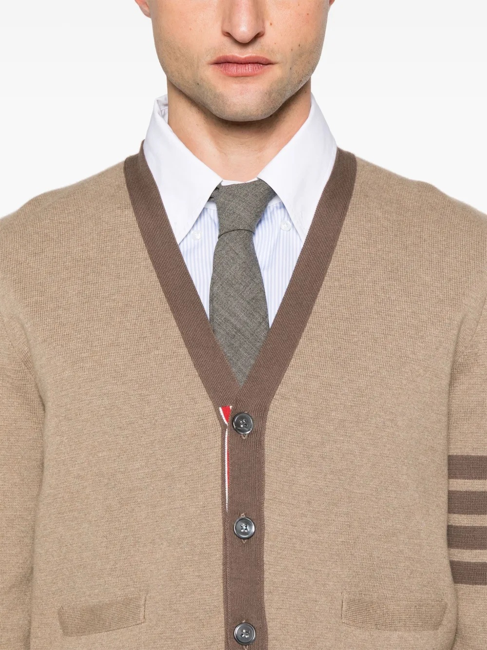 THOM BROWNE - Men Milano Stitch V Neck Knitwear - 4