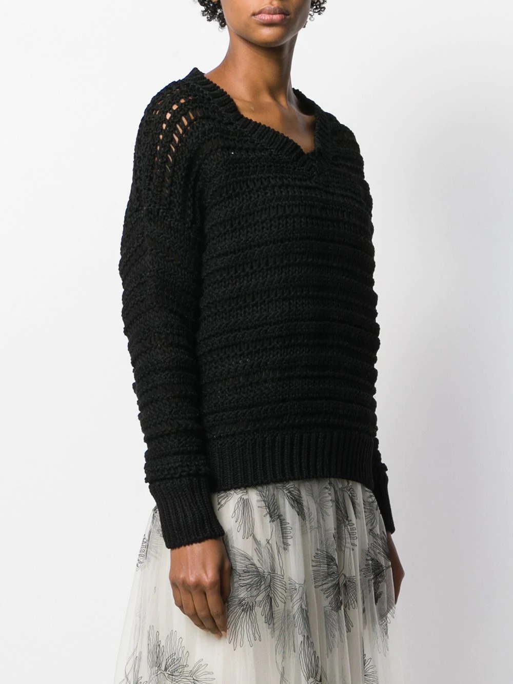 V-neck loose knit jumper - 3