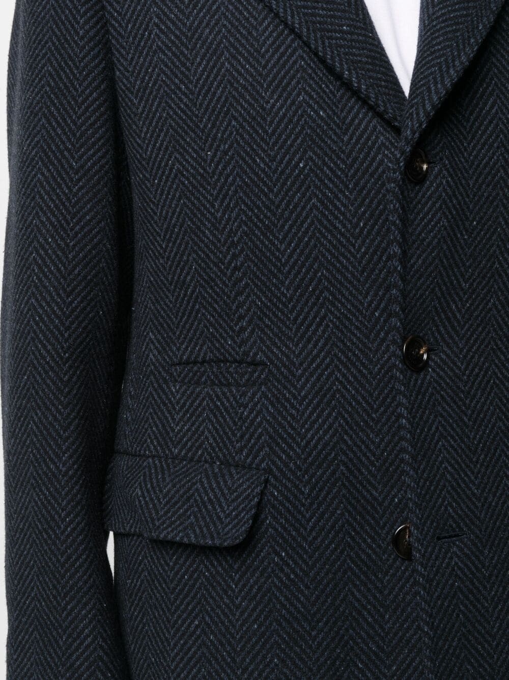 chevron-knit single-breasted coat - 5