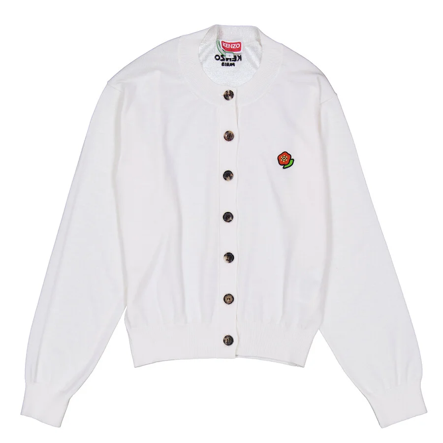 Kenzo Embroidered Crewneck Wool Cardigan - 1