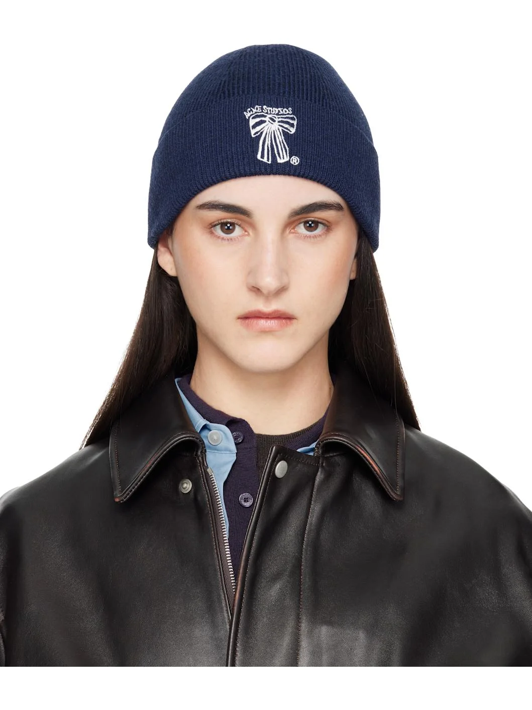 Navy Merino Wool Beanie - 1