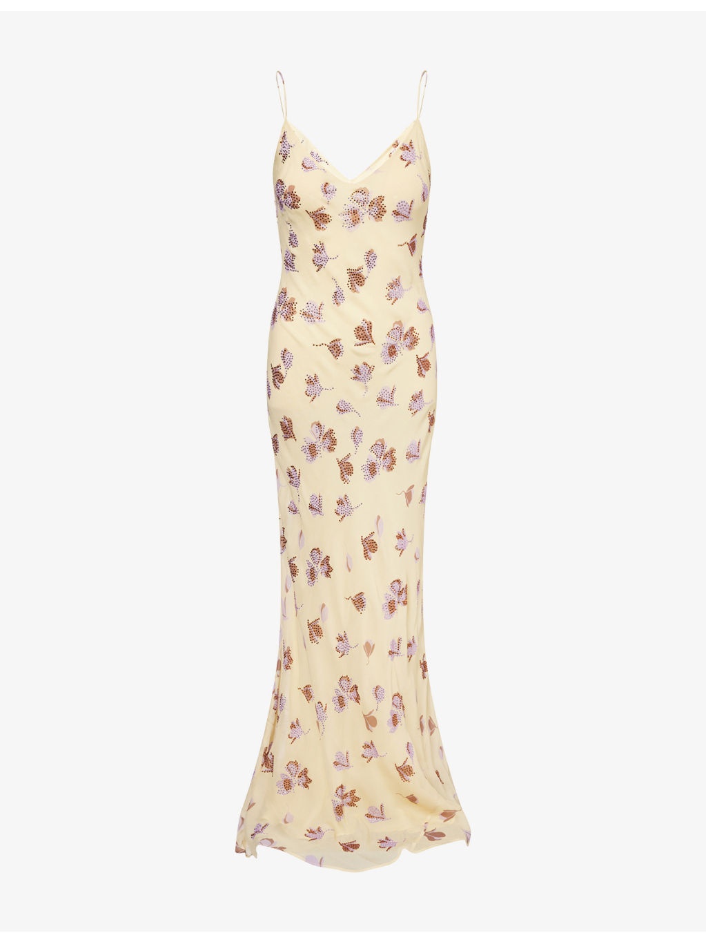 Floral Rhinestone Chiffon Maxi Dress - 1