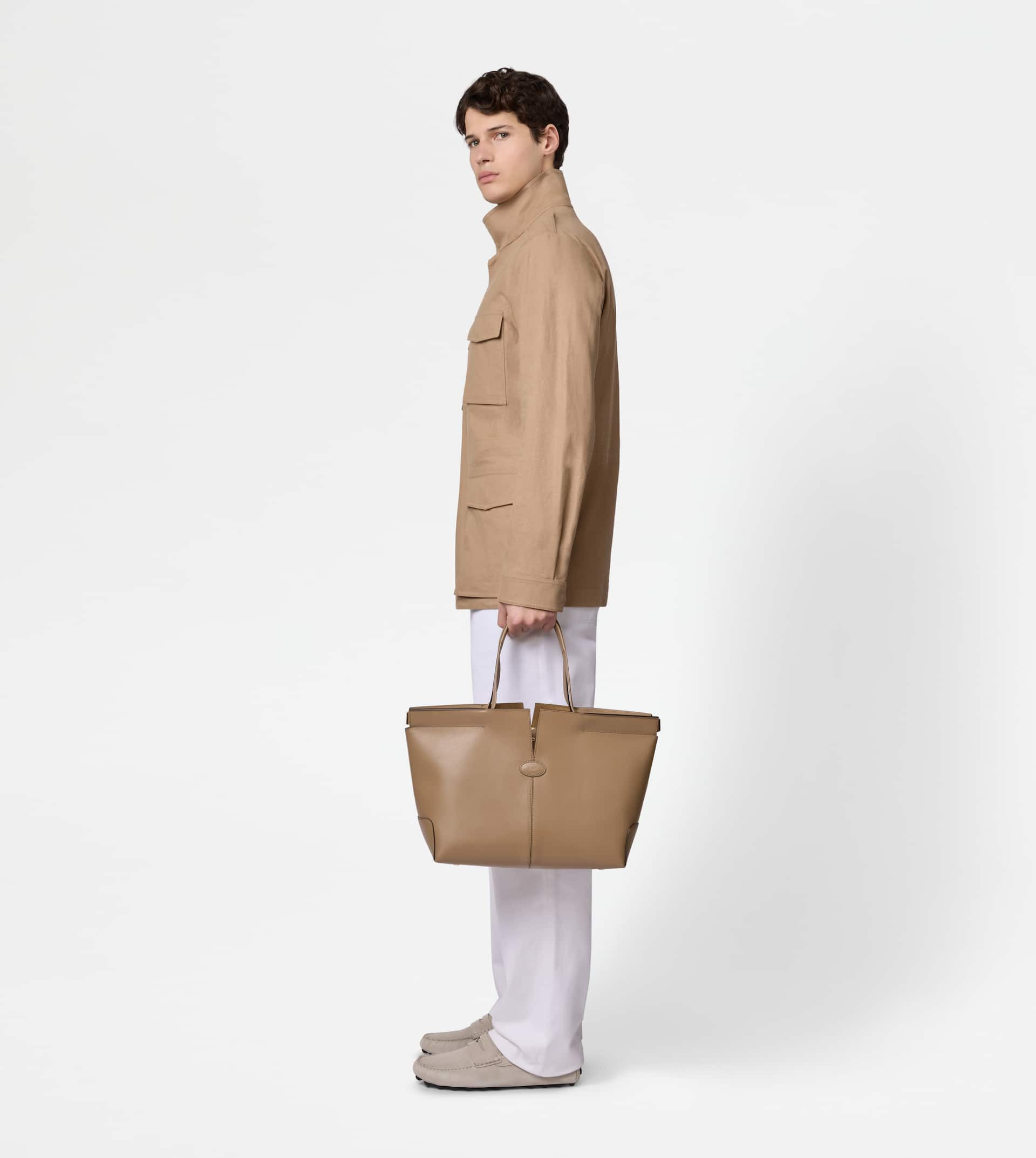 TOD'S DI BAG FOLIO IN LEATHER MEDIUM-SMALL - BEIGE - 9
