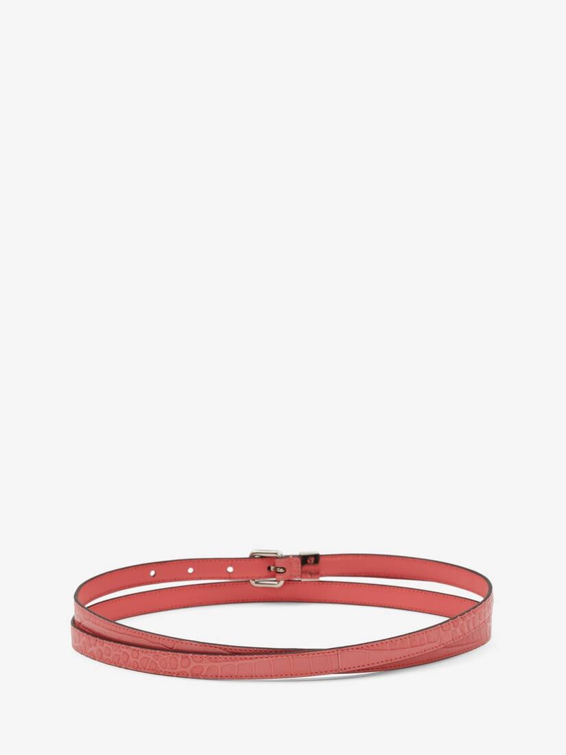 Pave Skull Double Belt in Coral - 2