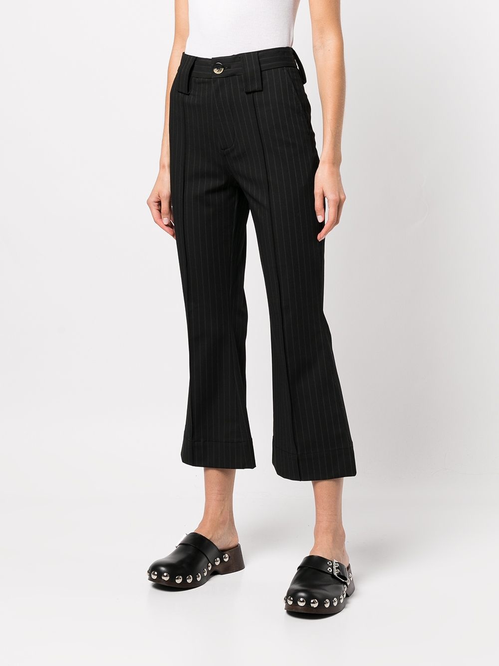 pinstripe-pattern flared trousers - 5