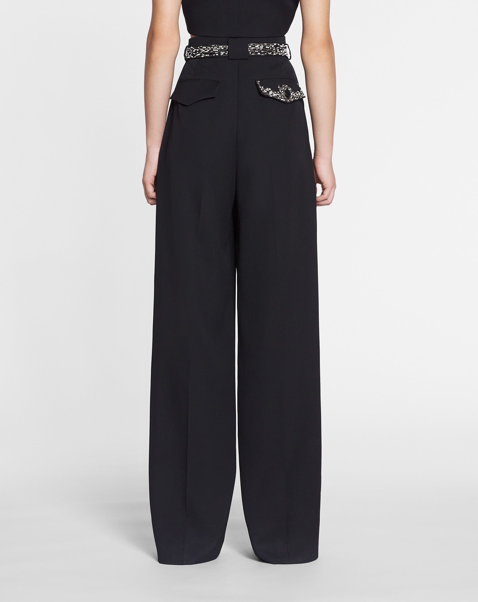 EMBROIDERED WIDE-LEG PANTS - 4