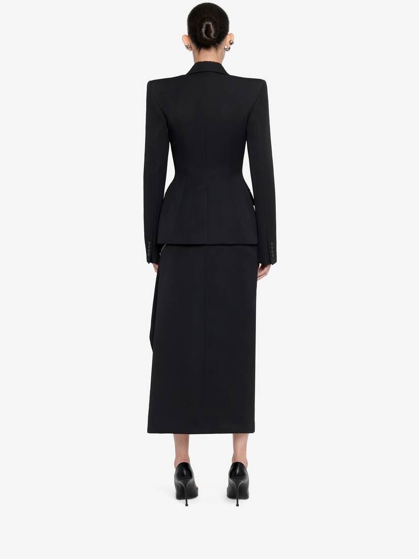 Women's Zip Detail Single-breasted Jacket in Black - 4