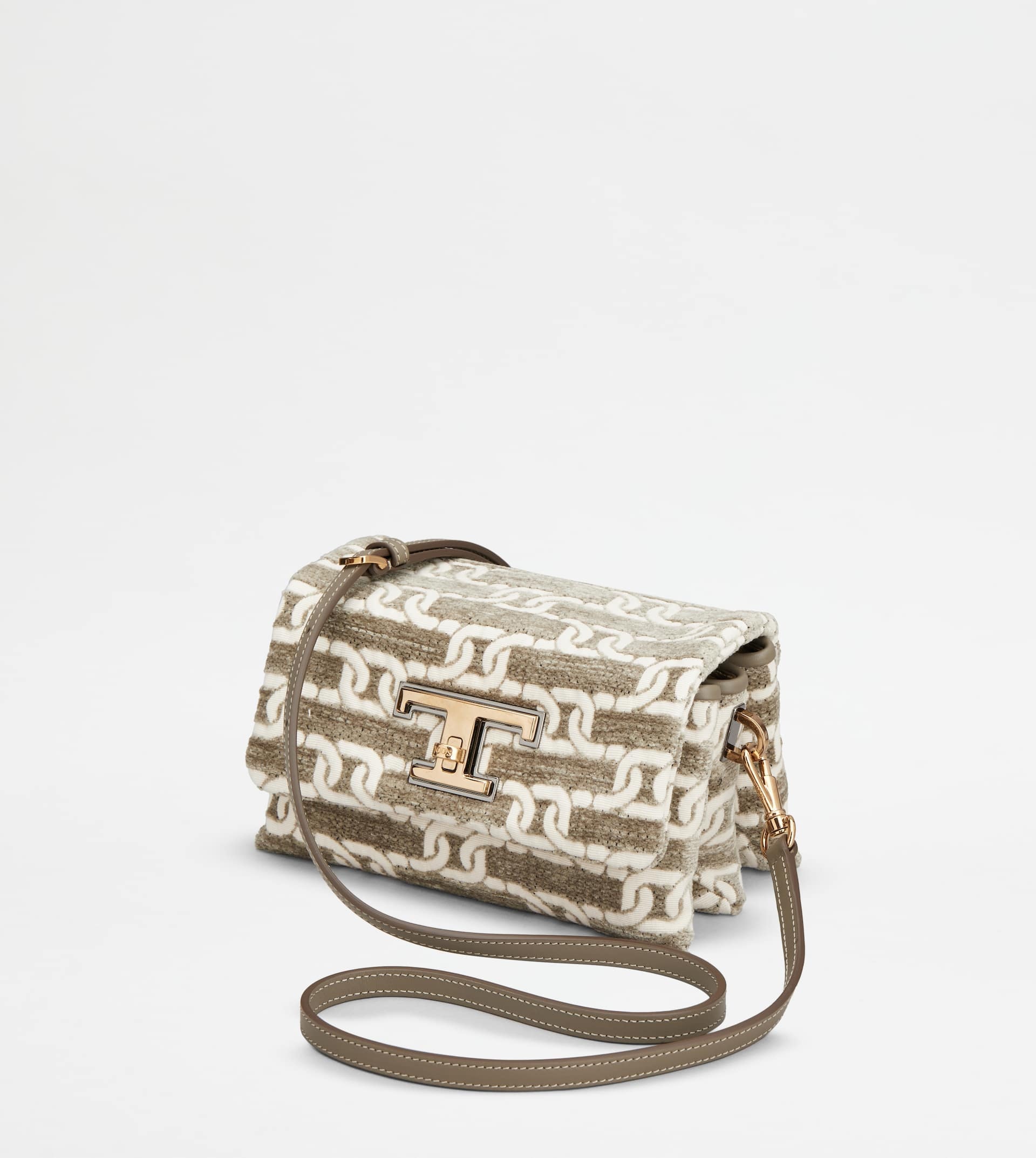 T TIMELESS FLAP BAG IN LEATHER MICRO - GREY, OFF WHITE - 9