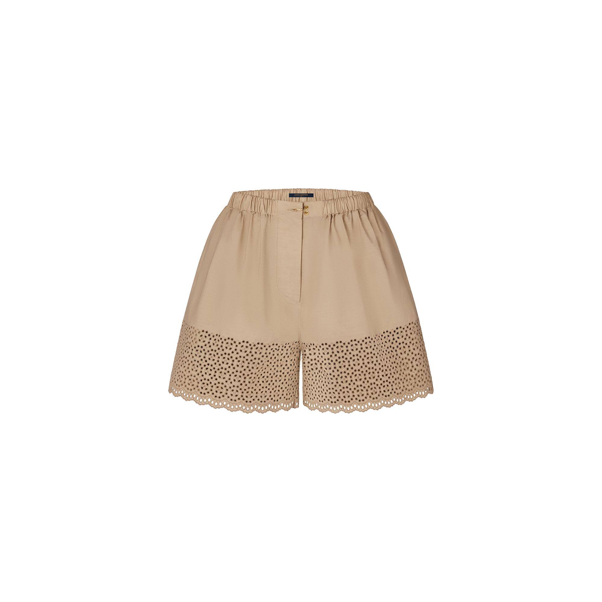 Boderie Anglaise Cotton Poplin Mini Shorts - 1