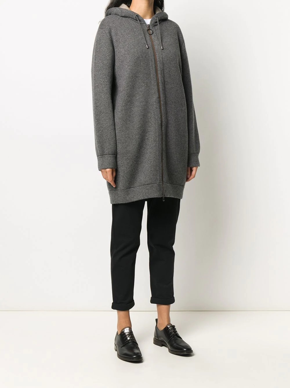 elongated zipped hooded cardigan - 3