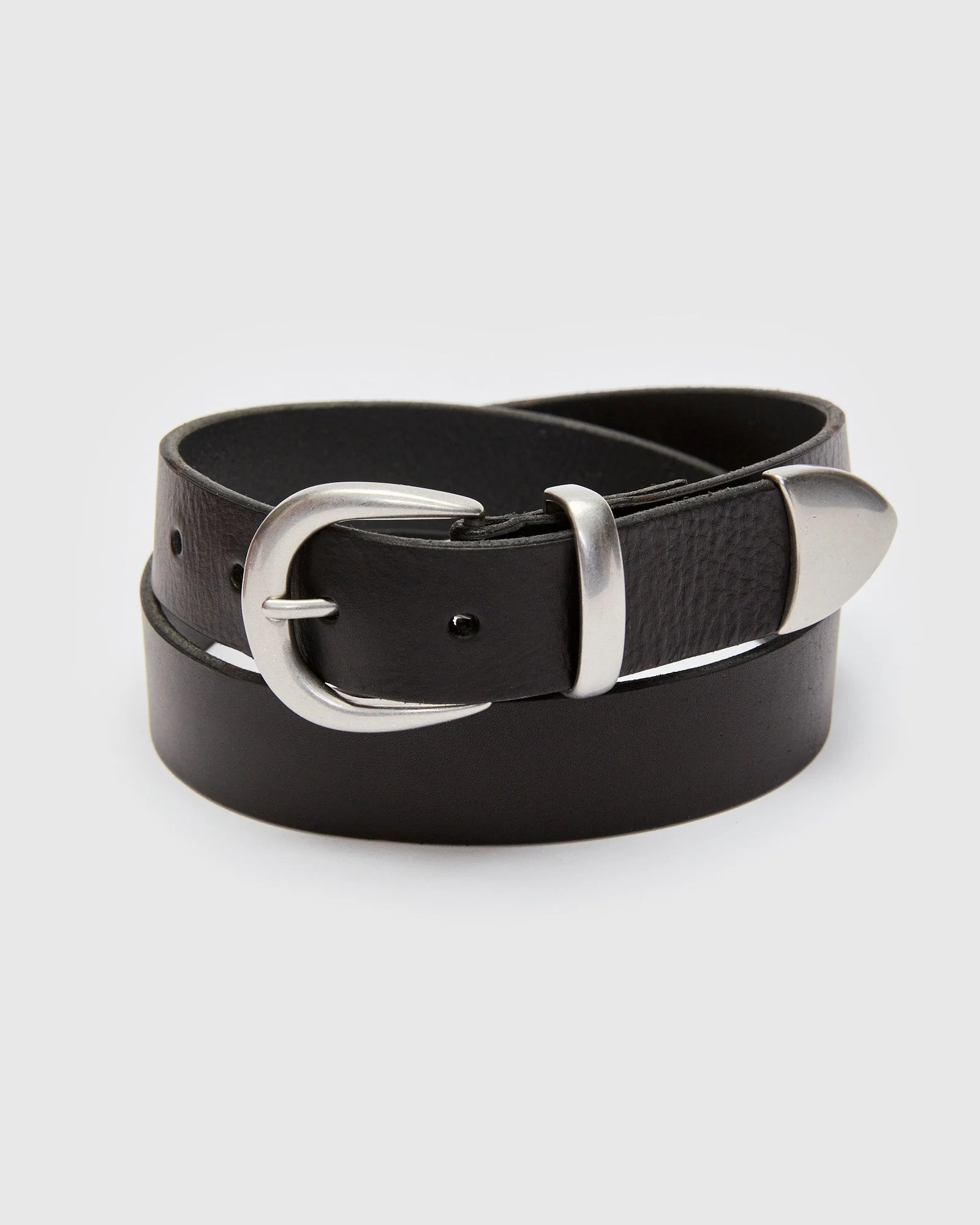 Western Bridle Leather Belt in Black - 1