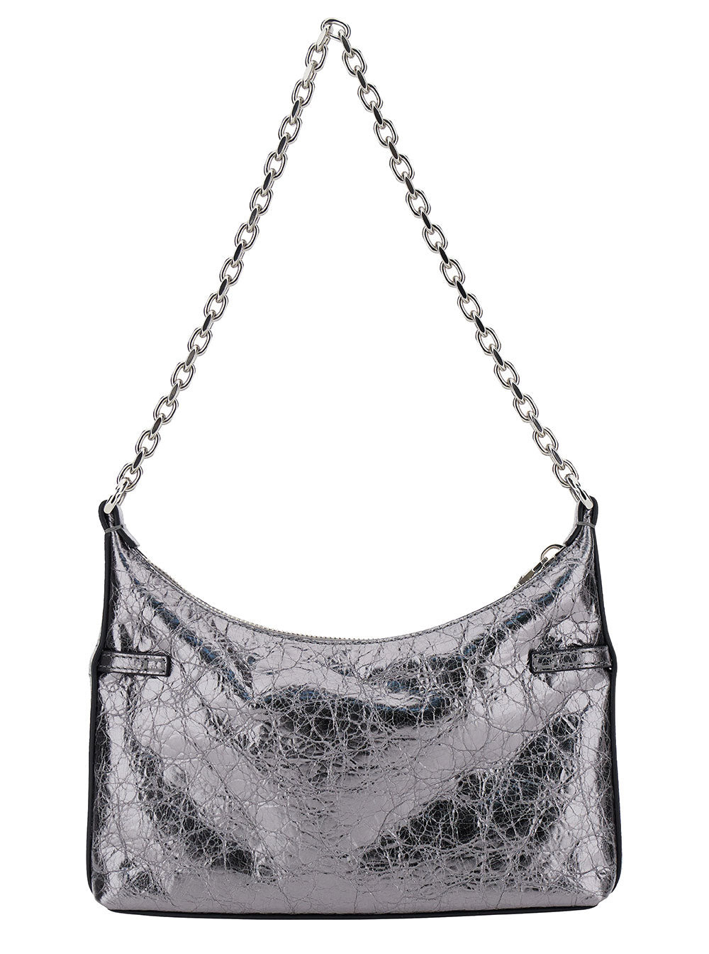 Givenchy Women 'Voyou Party' Mini Silver Shoulder Bag With Engraved Logo In Laminated Leather Woman - 4