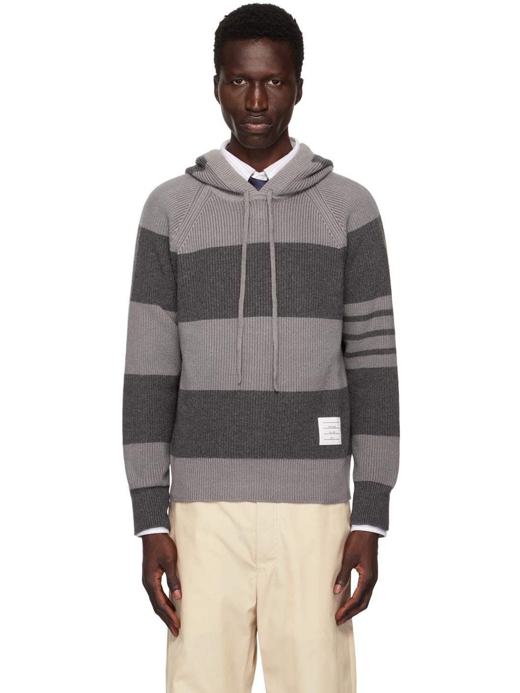 Gray 4-Bar Hoodie - 1