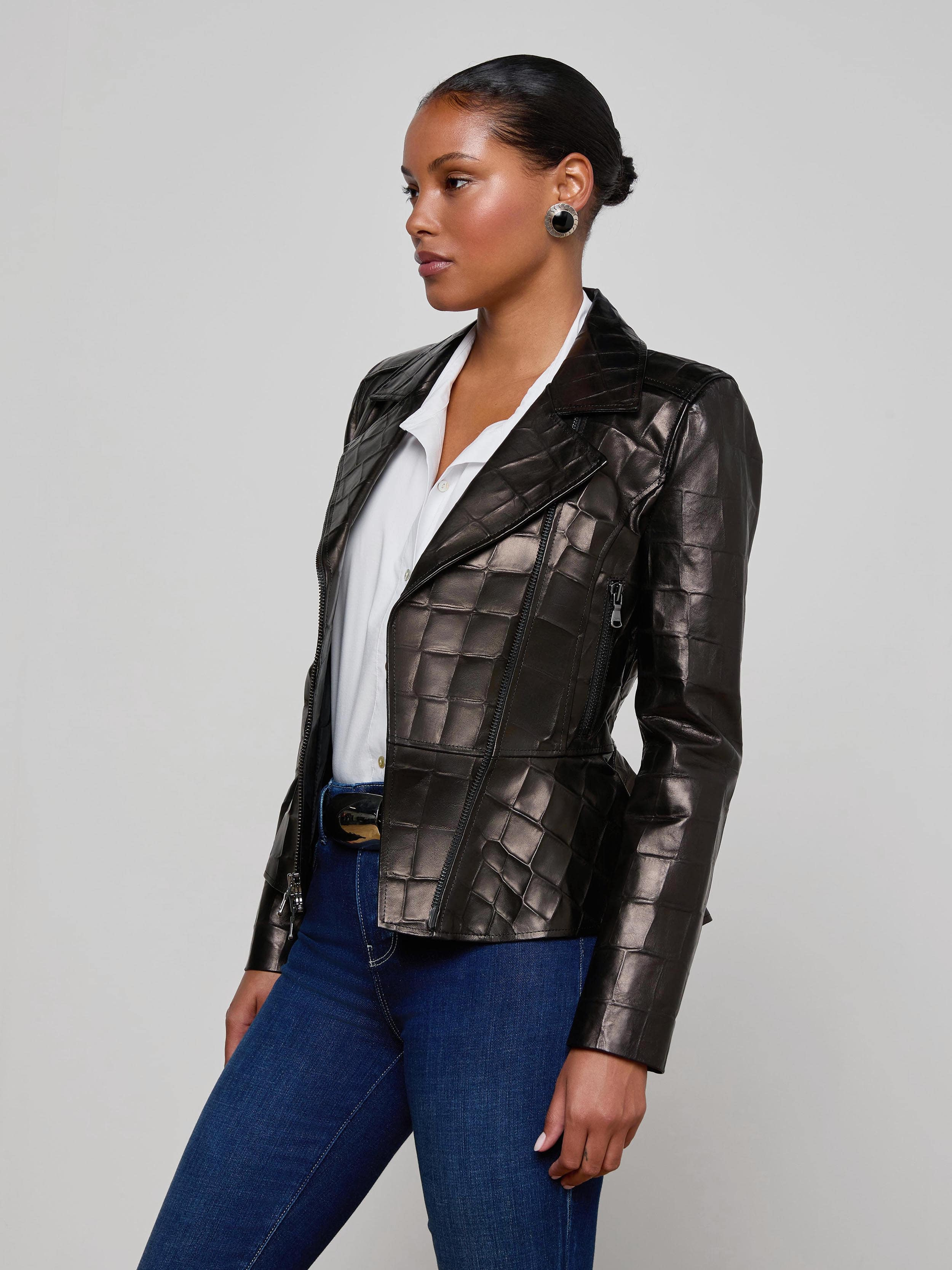 Lyric Leather Peplum Jacket - 3