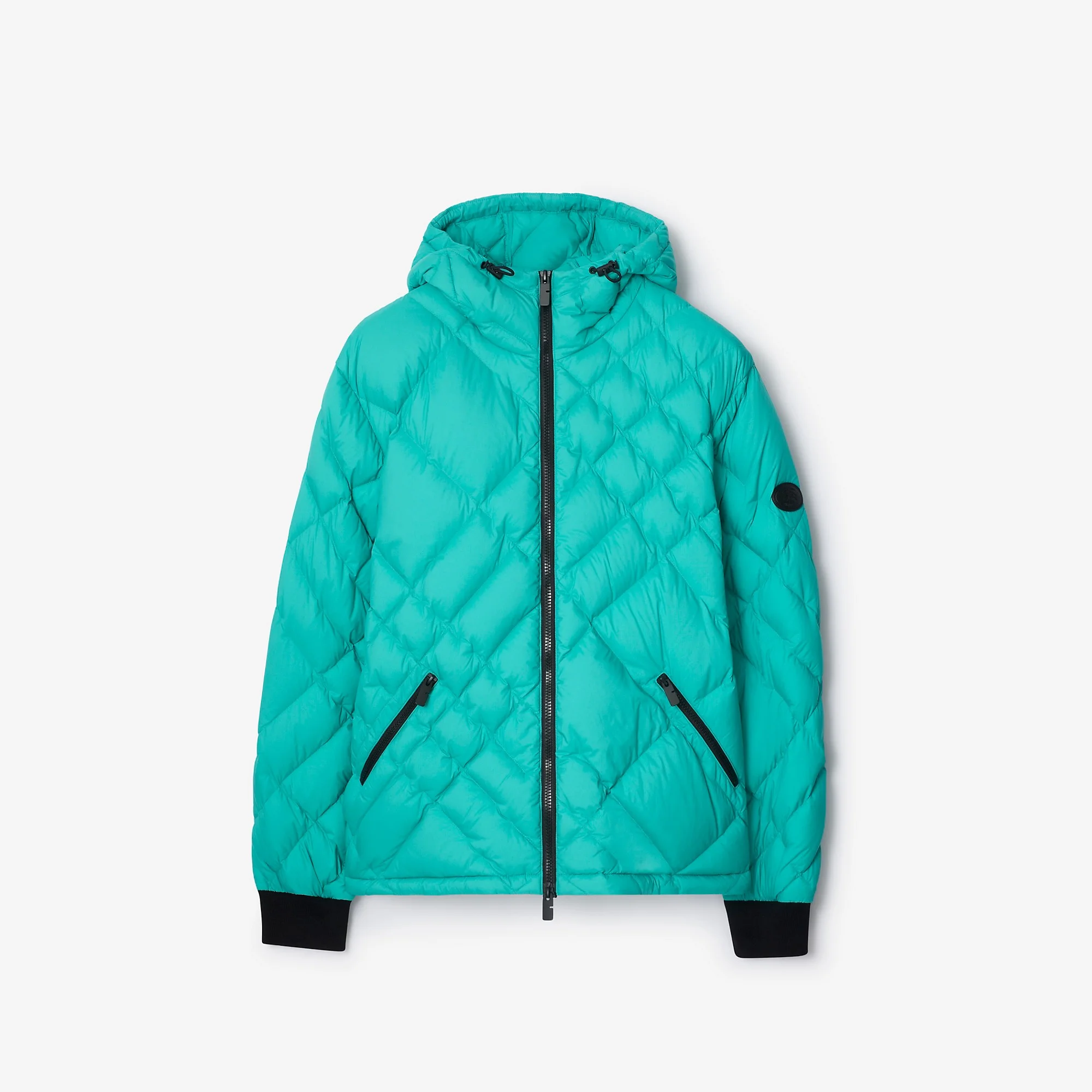 Check-stitch Nylon Doversgreen Puffer Jacket - 1