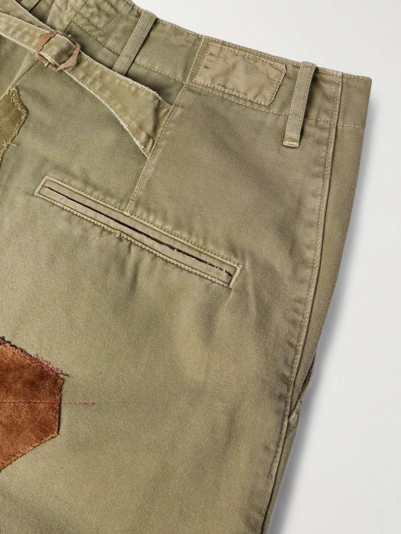 Katsuragi Tapered Appliquéd Distressed Cotton-Twill Trousers 5