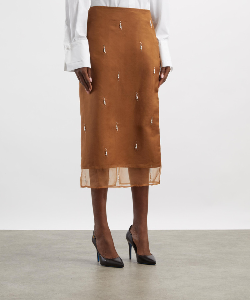 RÓHE Pearl-Embellished Organza Skirt outlook