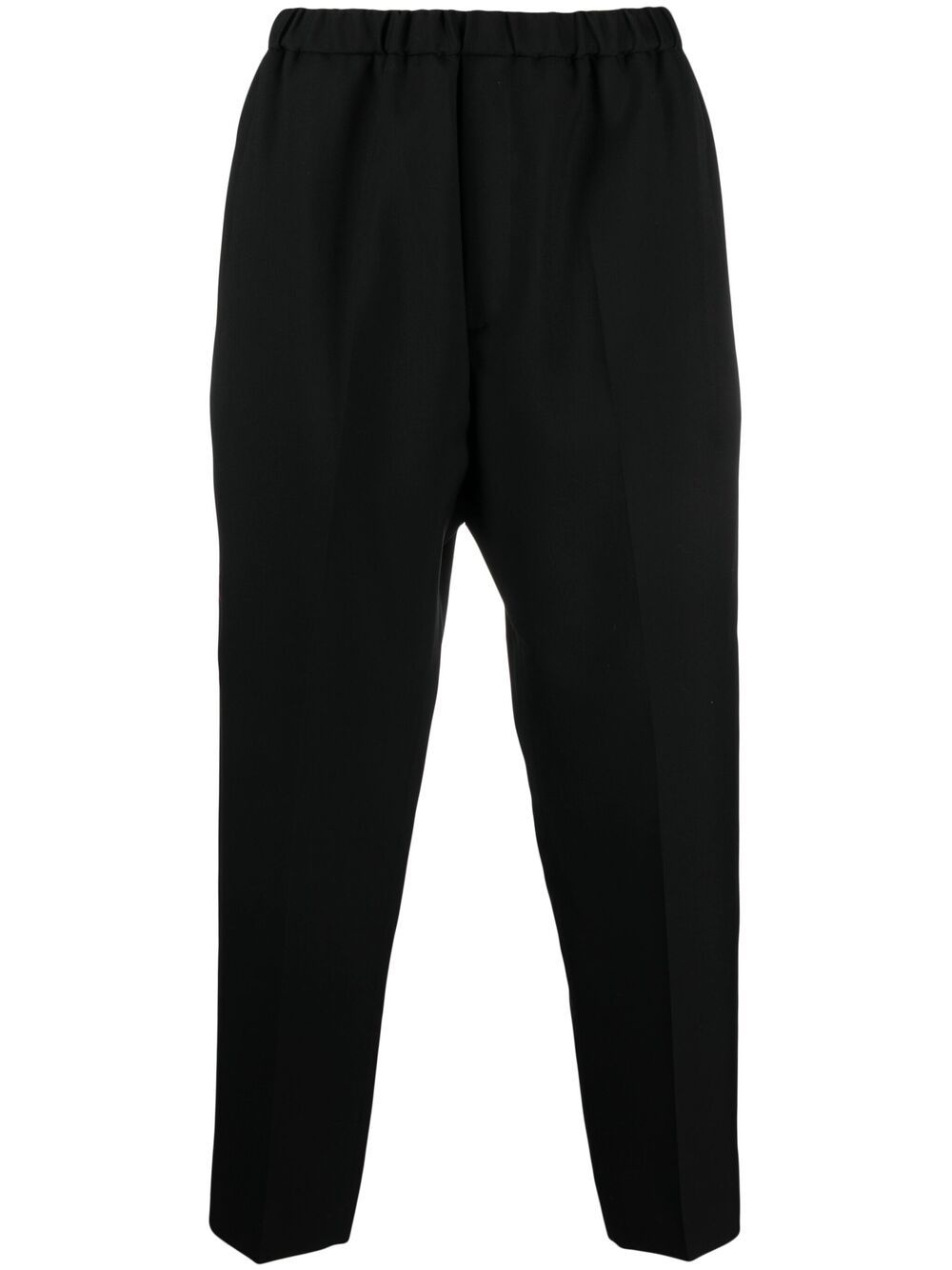 elasticated-waist cropped trousers - 1