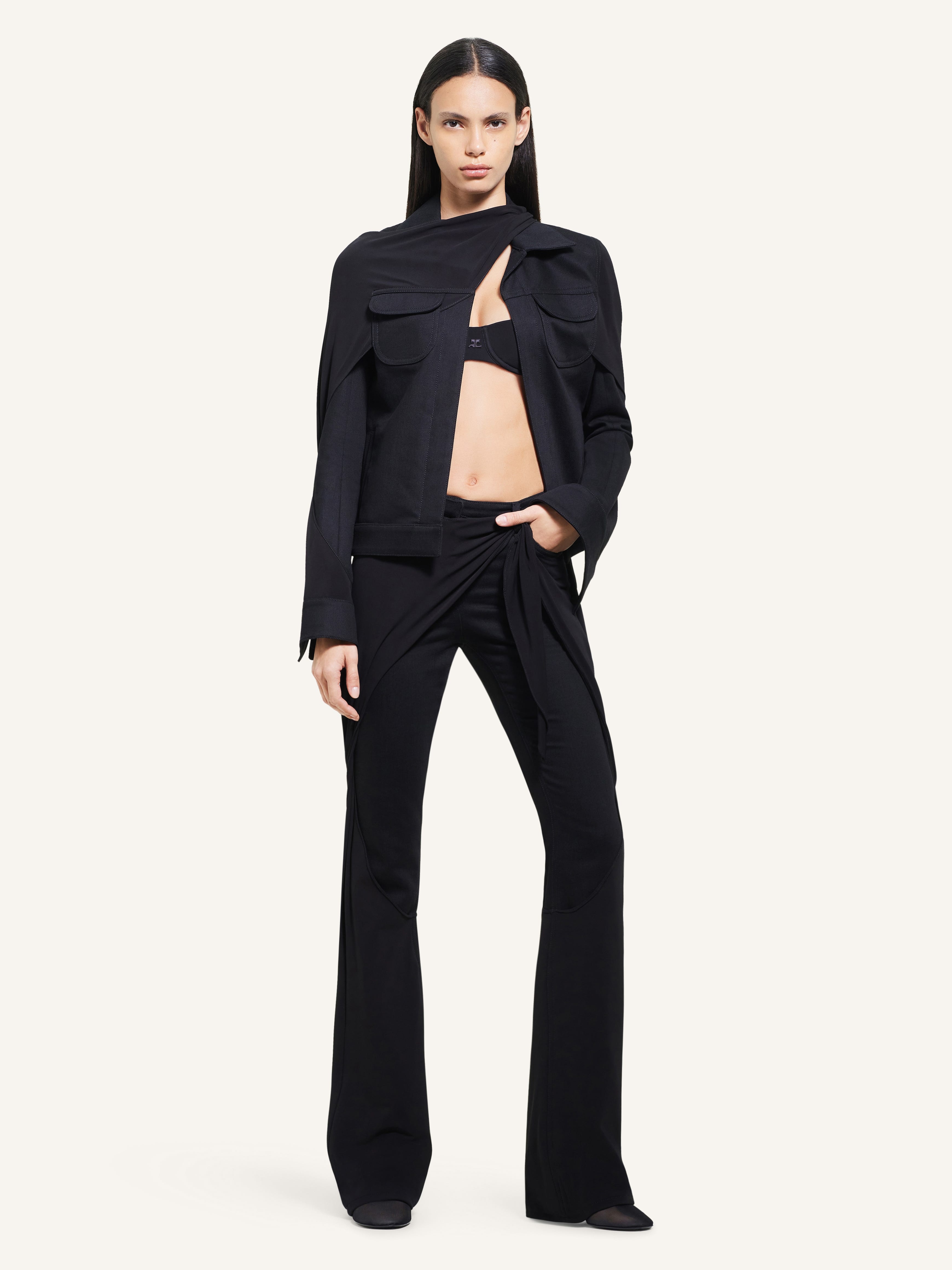 5-POCKET DENIM PANTS WITH DRAPÉ - 2