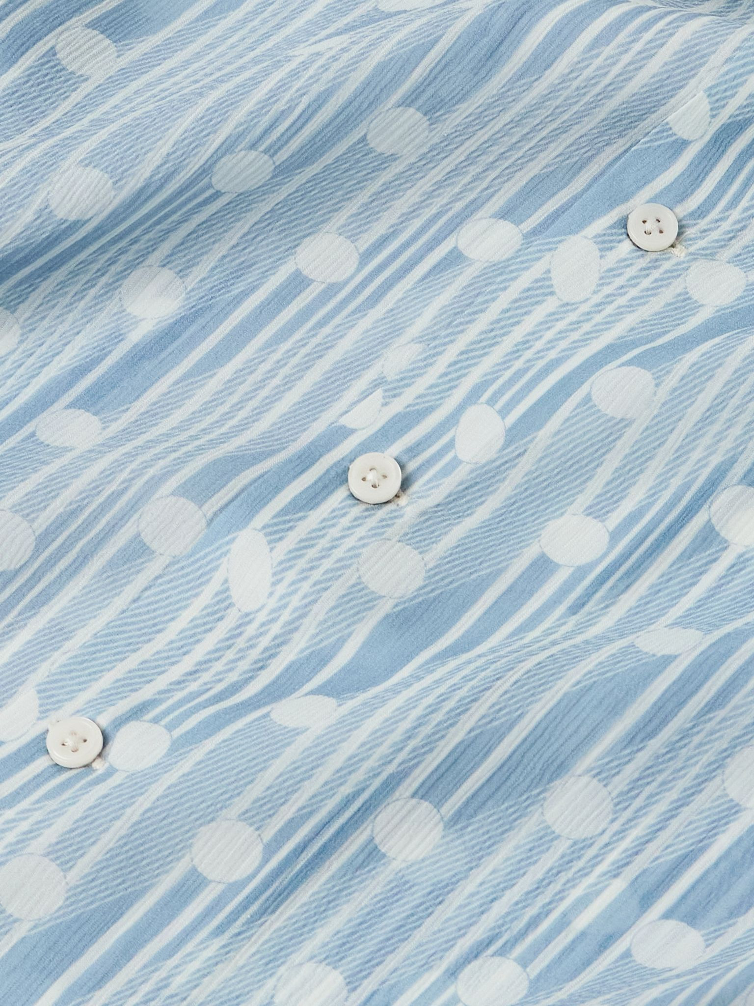 Meridian Camp-Collar Printed Silk-Chiffon Shirt Light blue - 4
