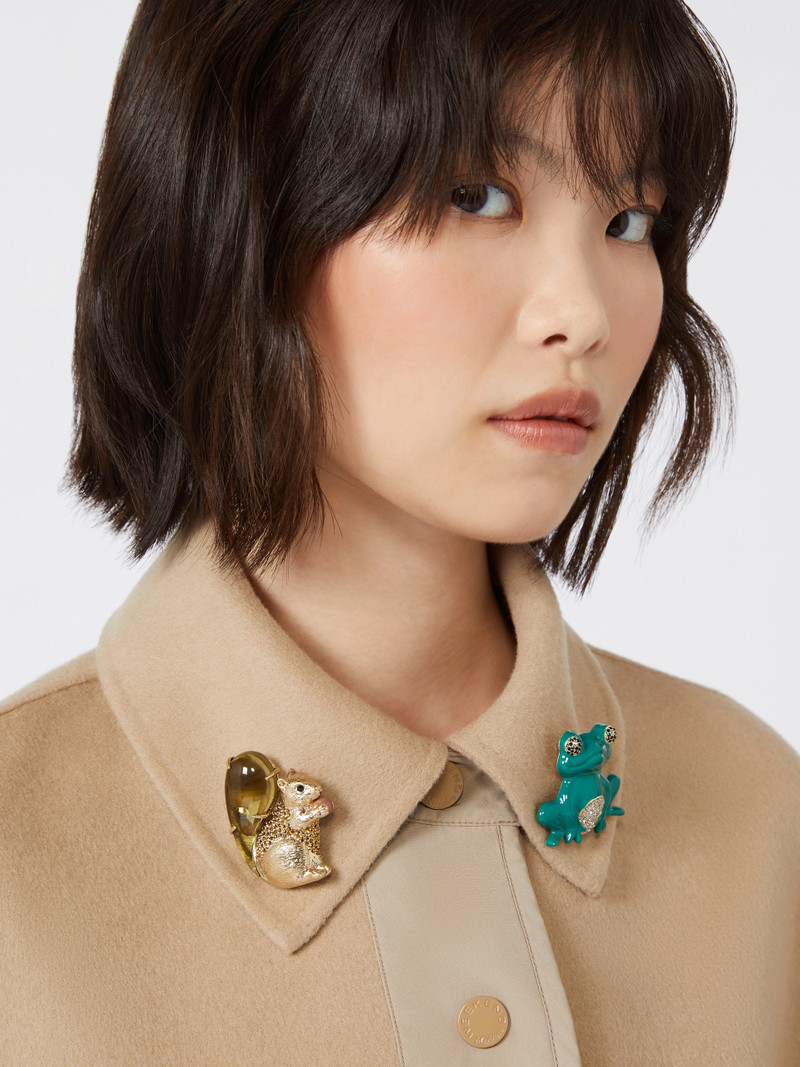 LEONE Resin and glass brooch - BROWN 3
