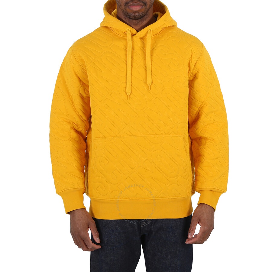 Moschino Men's Yellow All-Over Logo Embroidered Hoodie - 3