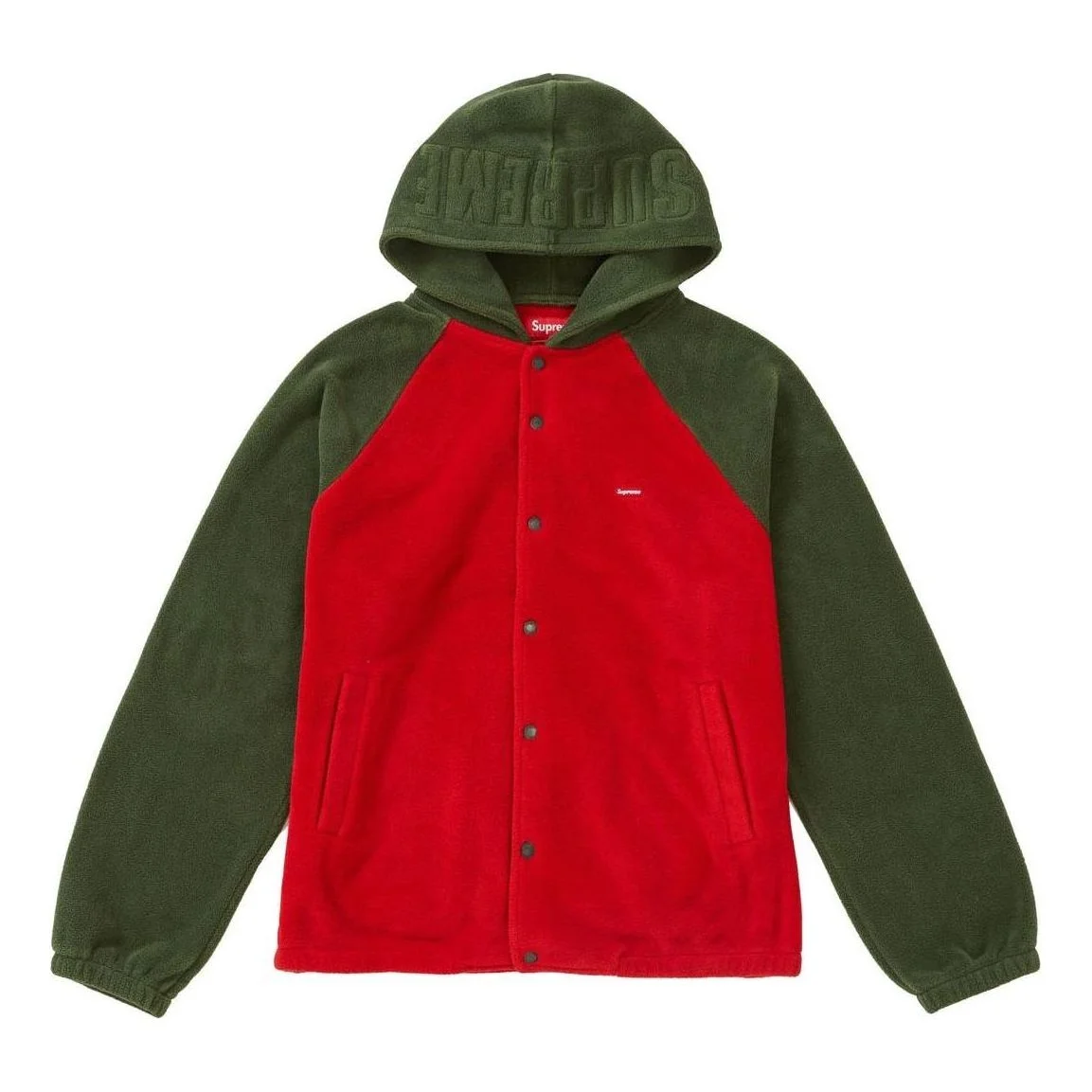 Supreme FW18 Polartec Hooded Raglan Coat 'Red' SUP-FW18-1097 - 1