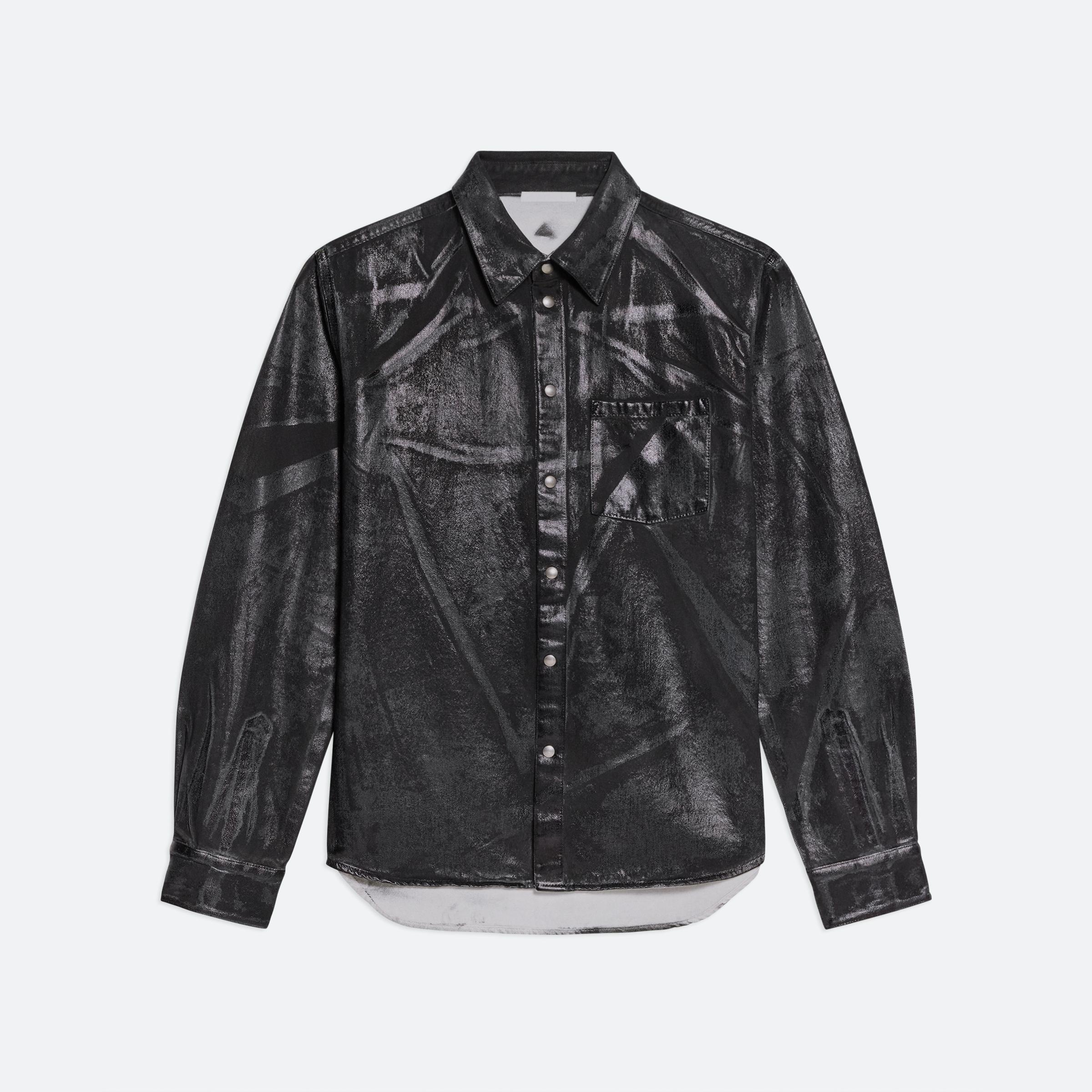 FOILED DENIM SHIRT JACKET - 1
