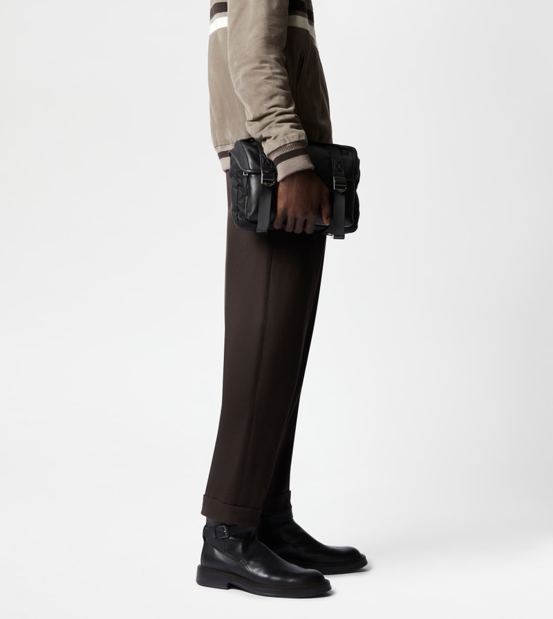 CROSSBODY BAG IN FABRIC AND LEATHER SMALL - BLACK 3