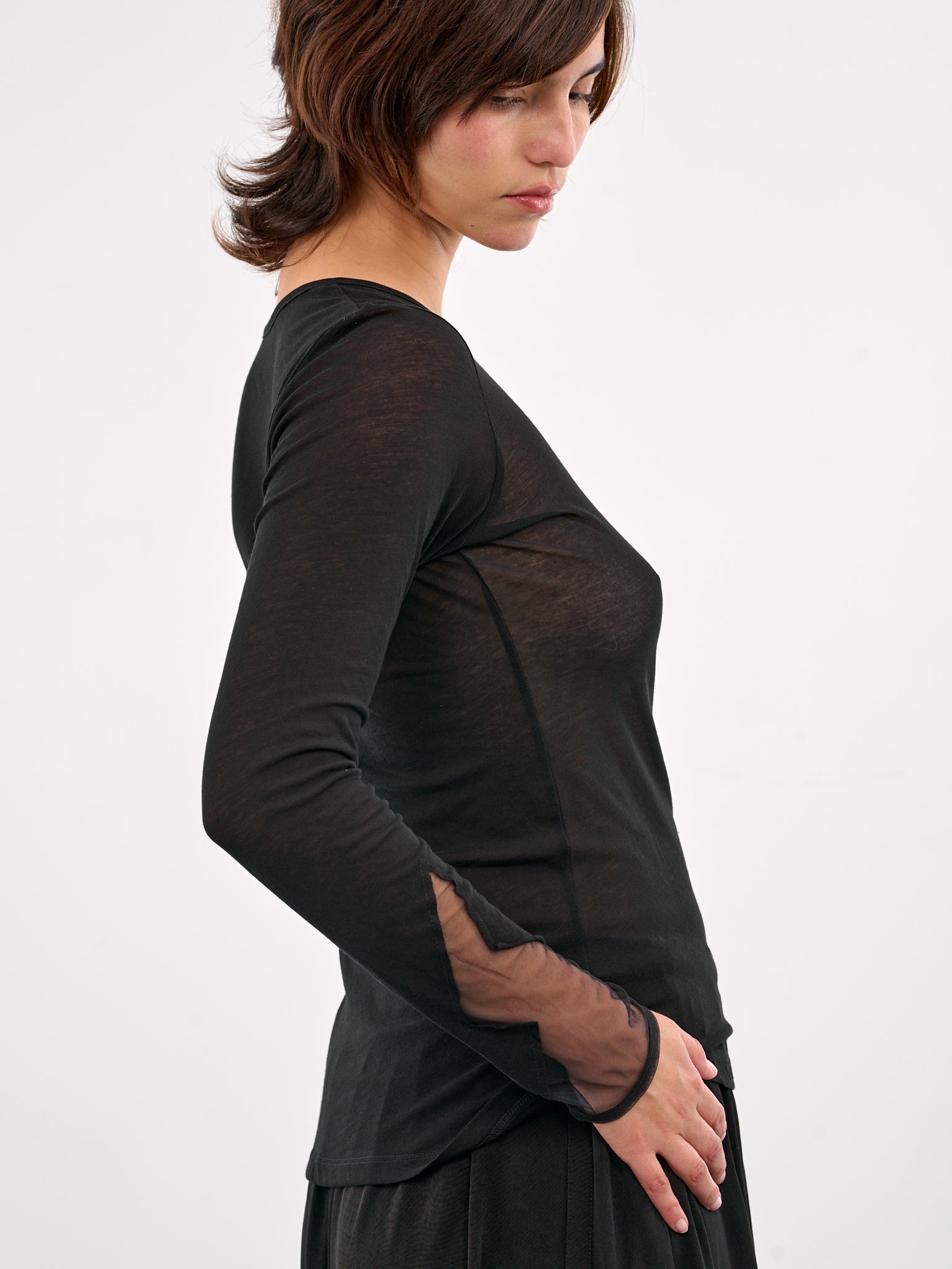 Sheer Paneled Long Sleeve Tee - 5