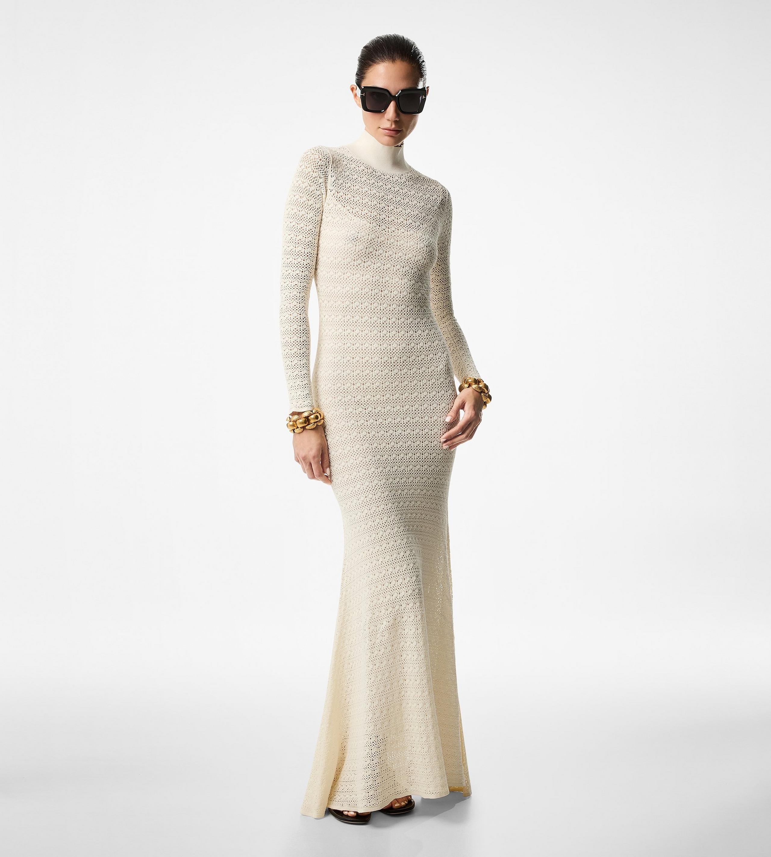 OPENWORK STRETCH VISCOSE MAXI DRESS - 3