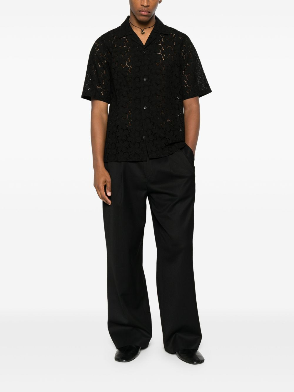 perforated-design shirt - 2