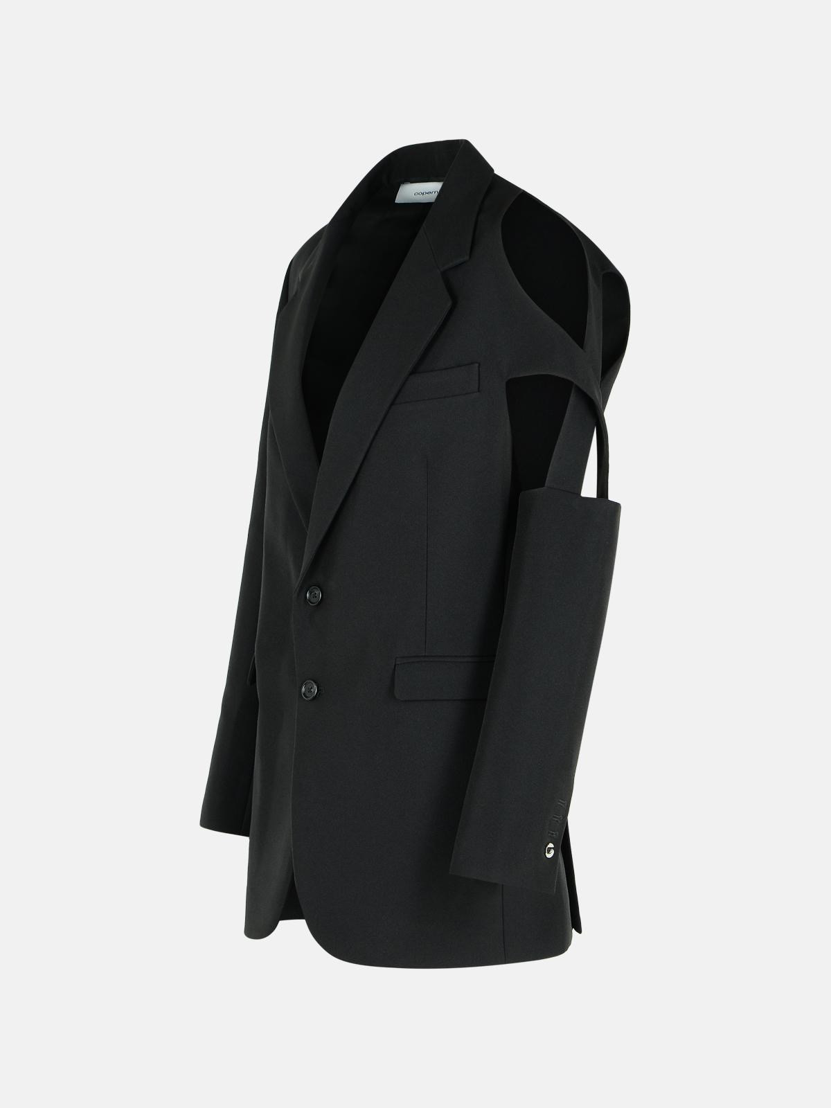'CUTOUT' BLACK POLYESTER BLAZER - 2