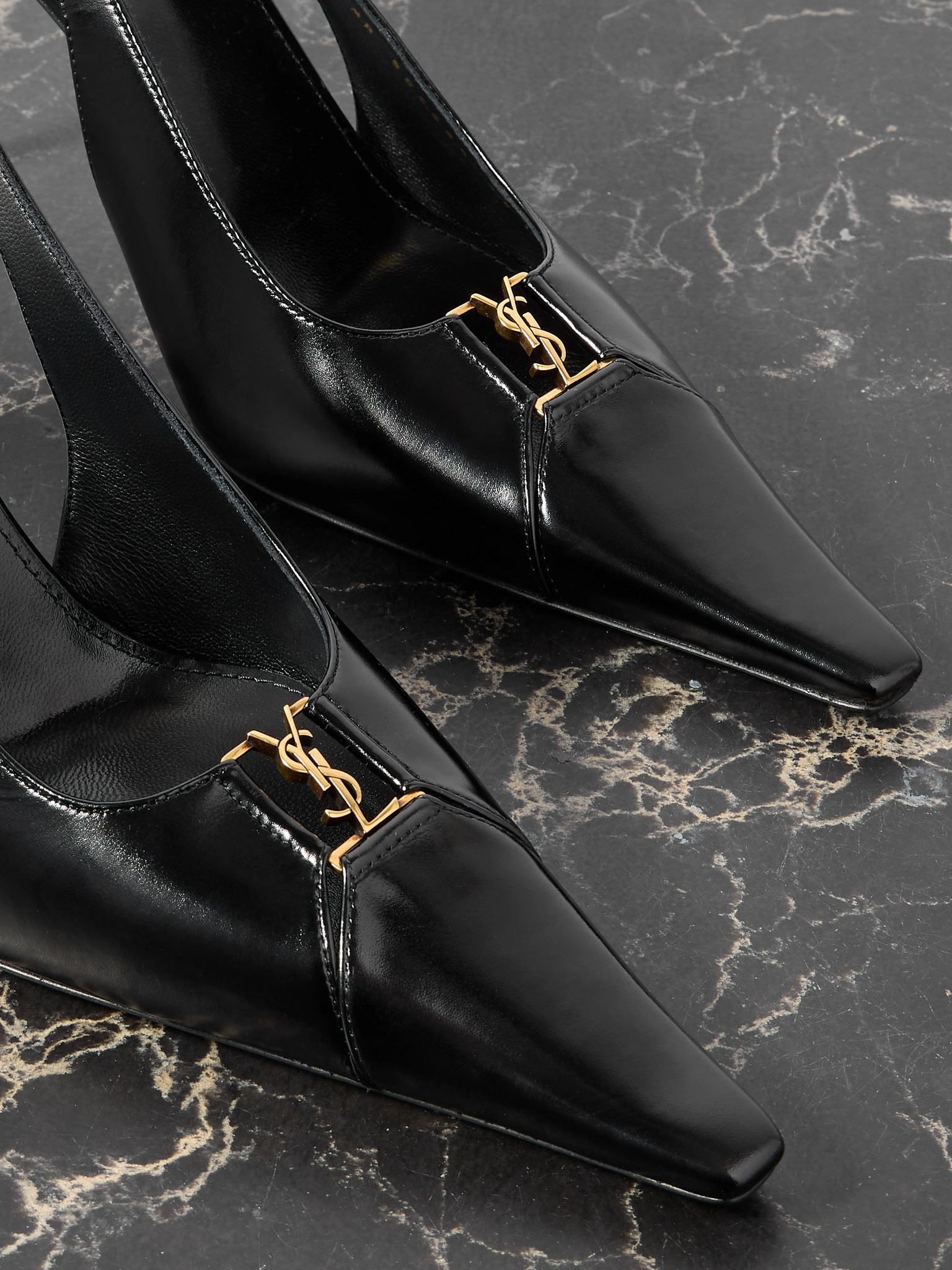Babylone cutout leather slingback pumps Black - 4