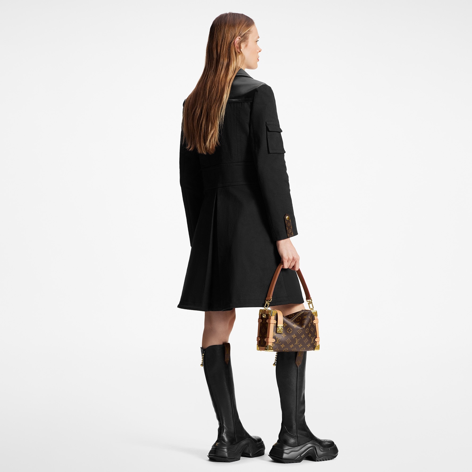 Leather Accent Snap Button Coat - 3