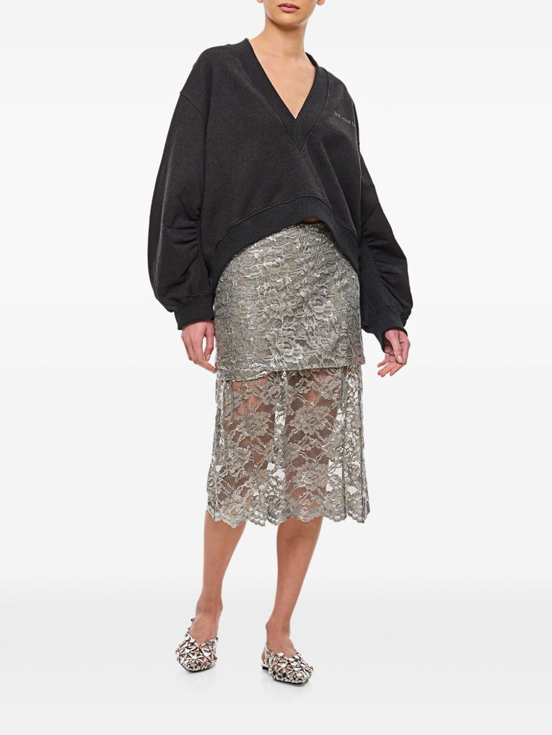 THE ATTICO lace overlay metallic-sheen skirt outlook
