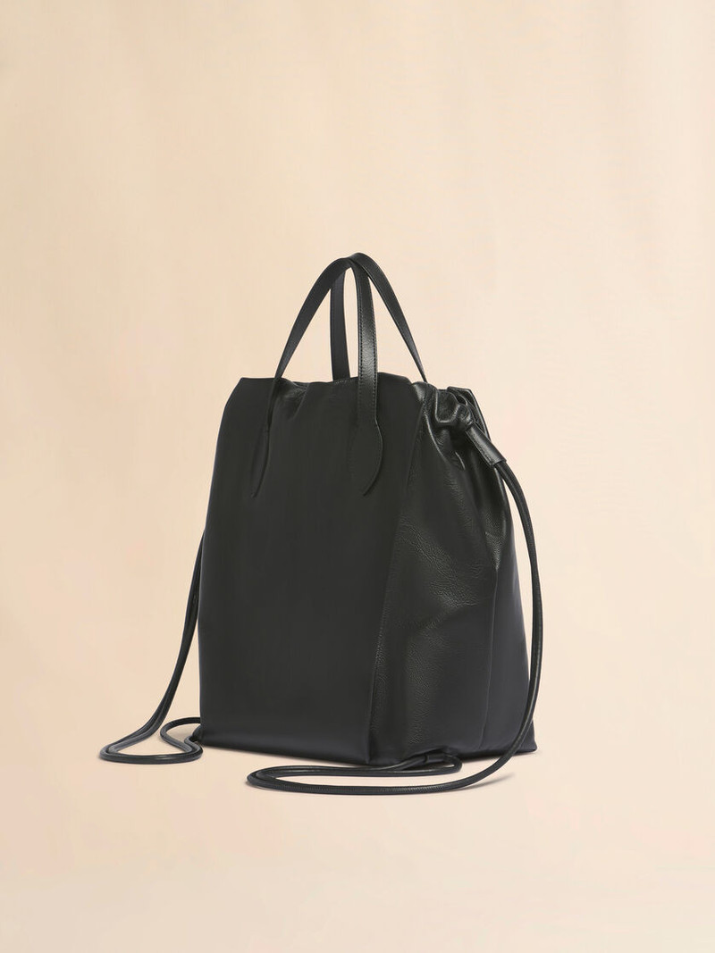 BLACK LEATHER SCRUNCHIE BACKPACK 3